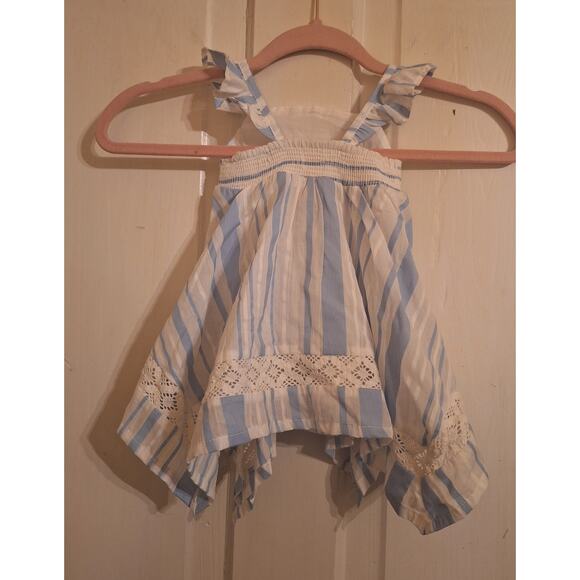 Tommy Bahama Babies Size 3-6 Crochet Embroidered Blue and White Sundress Spring - Picture 4 of 4